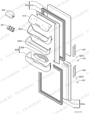 Взрыв-схема холодильника Zanussi ZK21/6 - Схема узла Door 003